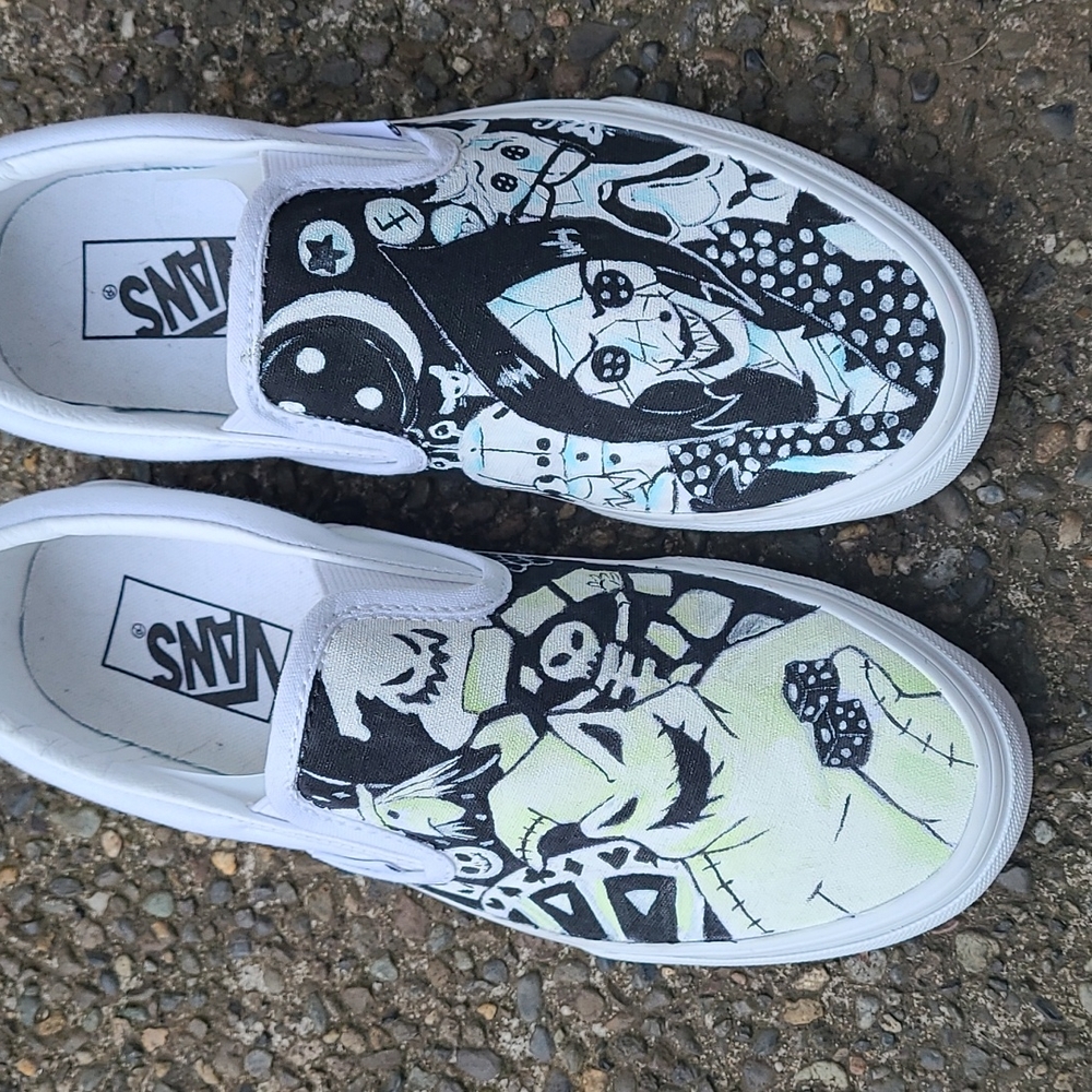 (3 FOR 20% OFF) Custom Painted Coraline/Nightmare Before Christmas Vans